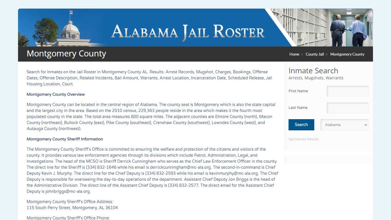 Montgomery County | Alabama Jail Inmate Search